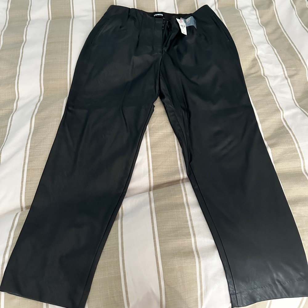 Straight leg black faux Leather pants